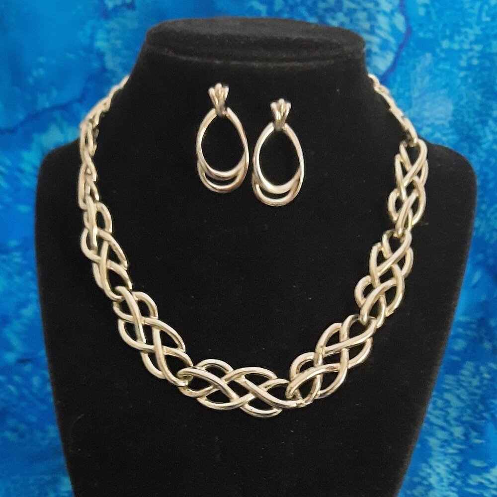Vintage Anne Klein Silver-tone Necklace/Earrings